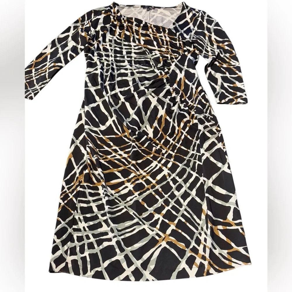 ⭐️one forty 8 by Lafayette148 Asymmetrical Neckline Rouched Midi Dress⭐️ - Picture 2 of 10